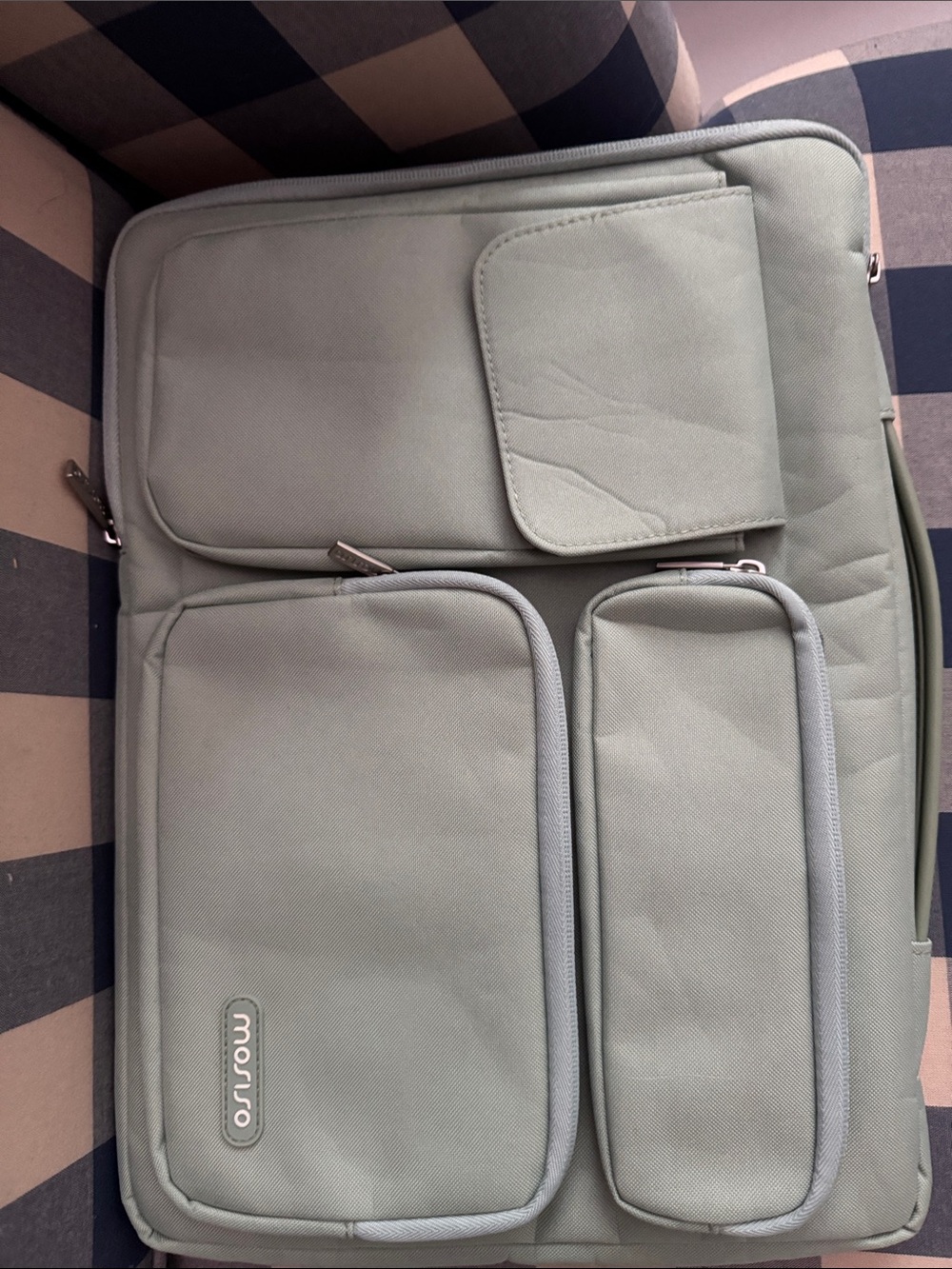 Sage Green New  Laptop Bag with Multiple Front Pockets